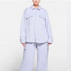 NWT Skims Cotton fleece zip up jacket new periwinkle
